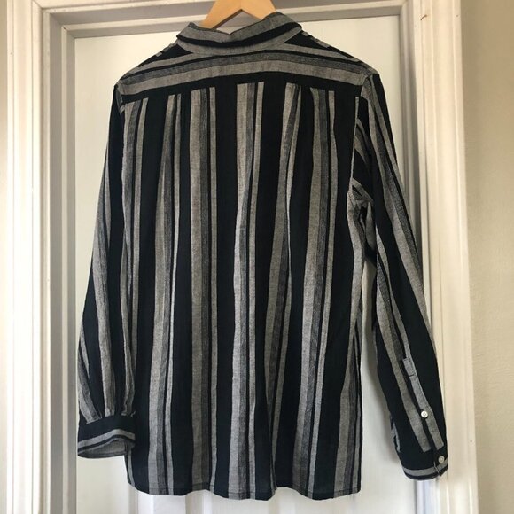 Birds of Paradise by Trovata Striped Gray Black Flowy Blouse size S - Picture 5 of 7